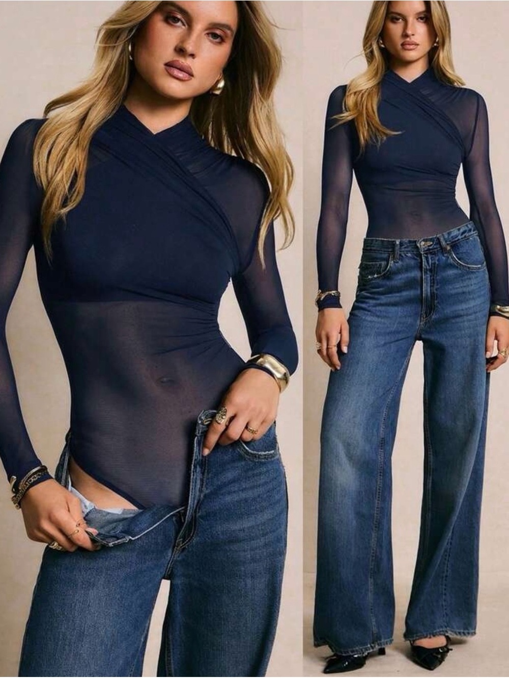 Mesh Bodysuit Minimalist Layering Cocktail Evening Elegant Romantic Elevated